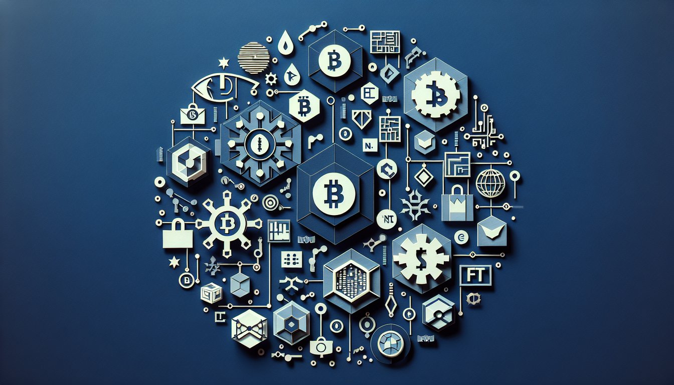 Colorful paper art representing a Blockchain and NFT knowledge assessment quiz.