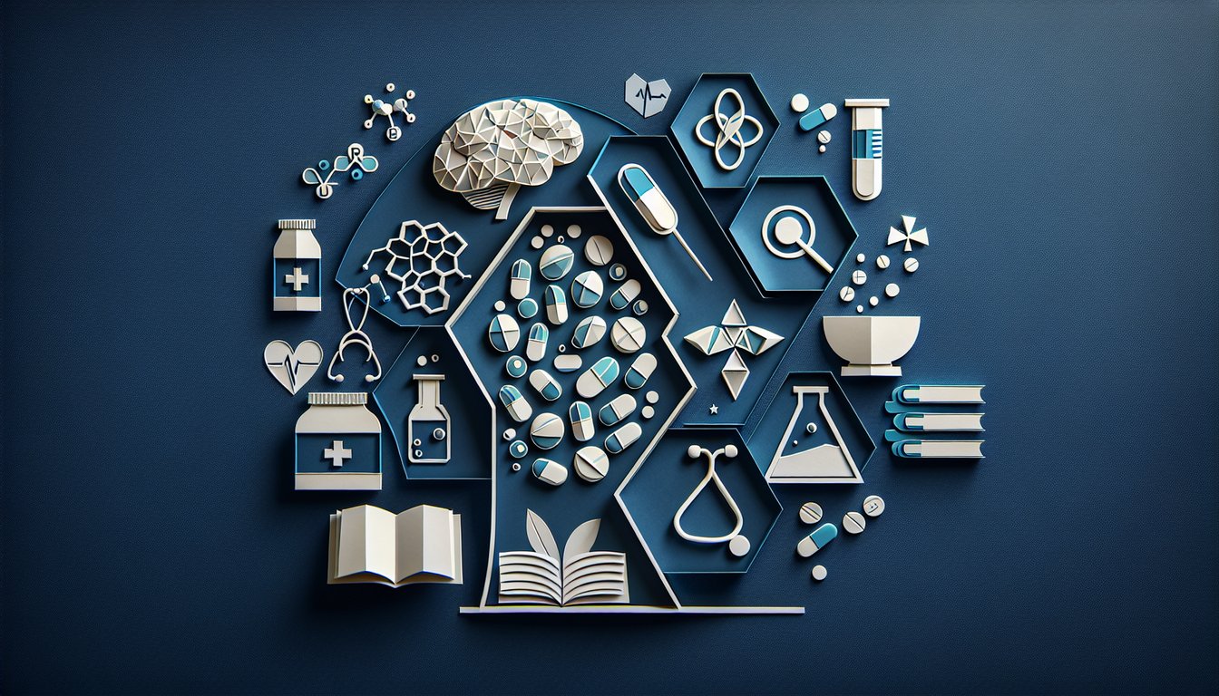 Colorful paper art representing a quiz on Healthcare Pharmacotherapy Knowledge Assessment