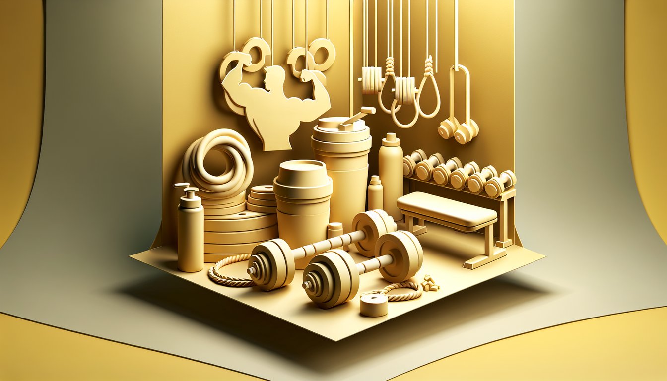 Paper art illustration of iconic bodybuilder lifting barbell with quiz title text on golden yellow backdrop