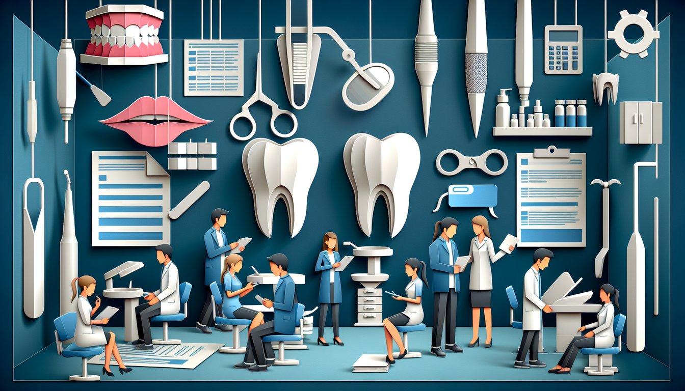 Paper art illustrating a trivia quiz for dental assistant students.