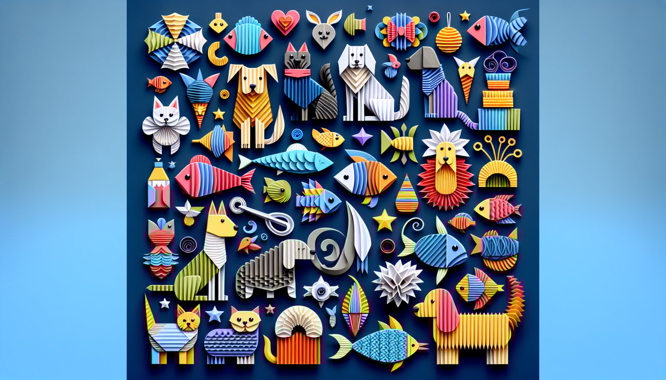 Colorful paper art depicting elements related to Employee Pet Trivia Quiz