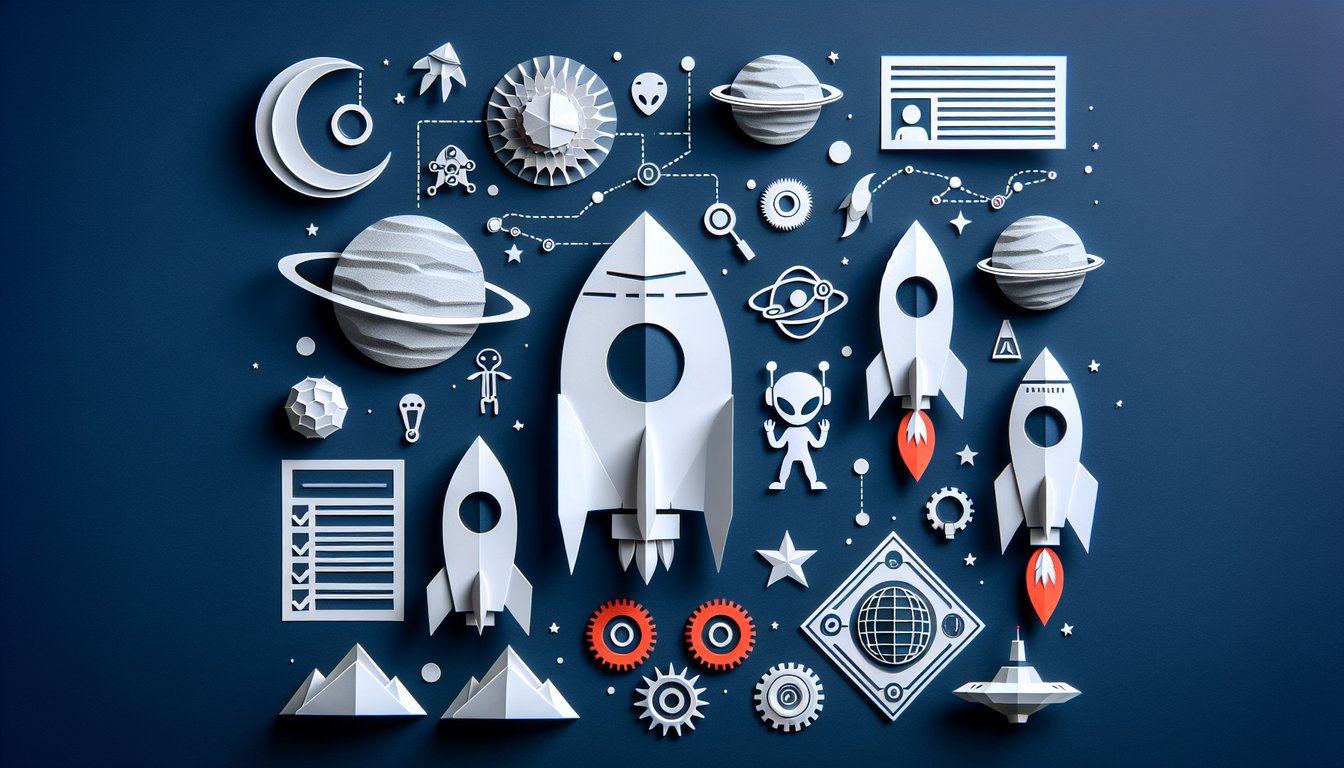 Colorful paper art promoting Science Fiction Trivia Quiz