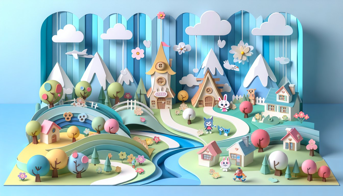 Paper art cutouts of Mickey Mouse Clubhouse characters on sky blue background for a free personality quiz challenge.