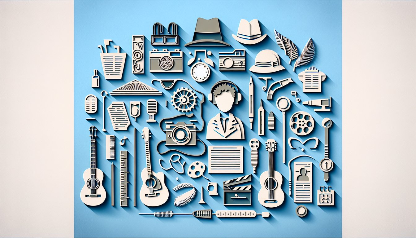 Paper art illustration for M3GAN quiz on a sky blue background inviting users to find their iconic character match