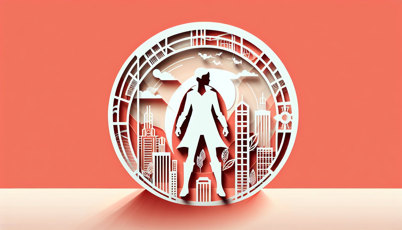 paper art female Marvel heroes emerging from coral background inviting quiz revealing your superhero alter ego