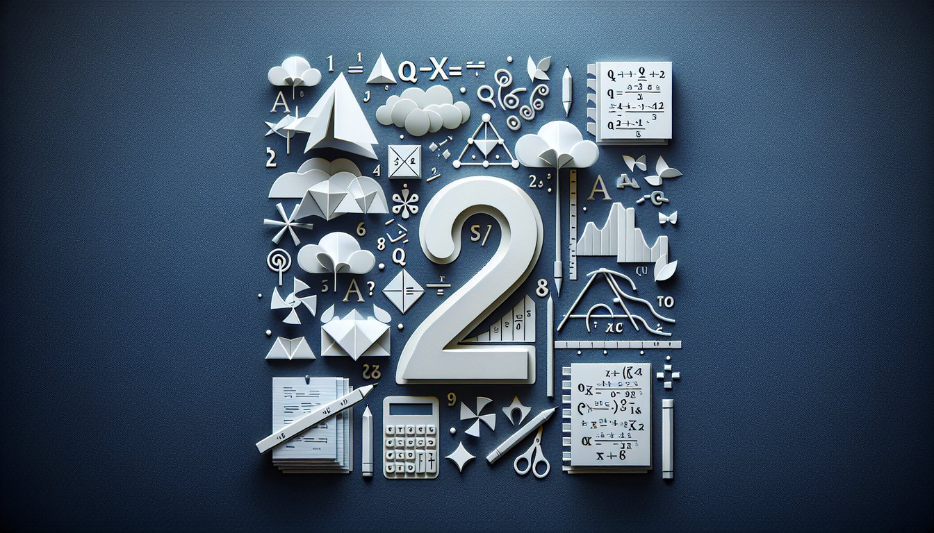 Paper art promoting Conquering Quadratics trivia quiz for high school algebra students.