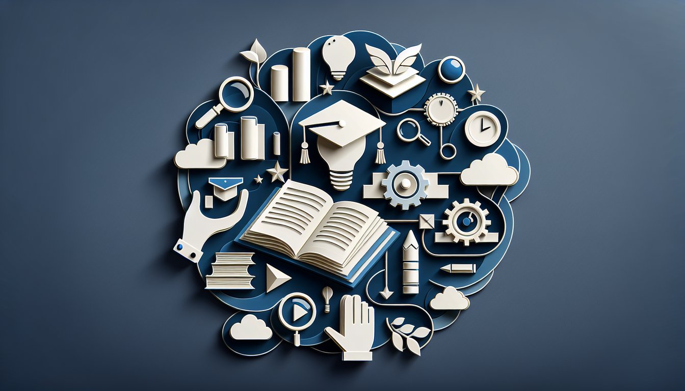 Paper art flashcards and pencil over vocabulary workshop quiz title level F unit 2 on dark blue background