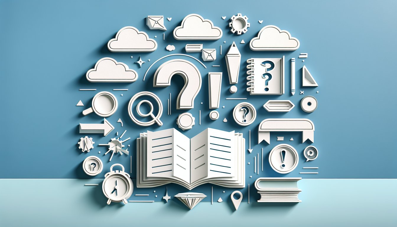 Paper art illustration for adverb questions quiz on a sky blue background