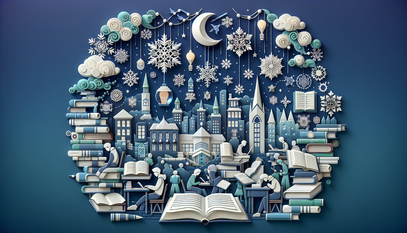 Paper art representing a trivia quiz on The Snowbound City for high school literature students.