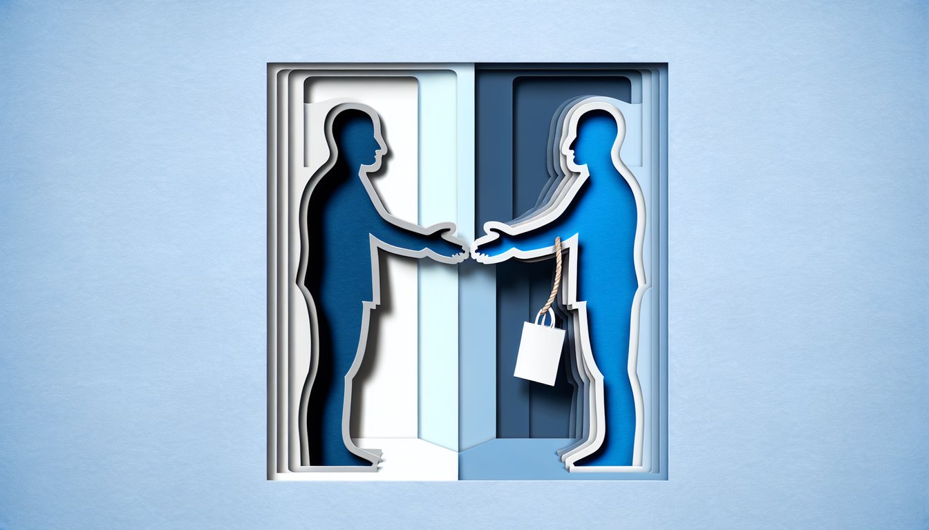 Paper art illustration for Nice Guy Syndrome Test quiz on a sky blue background