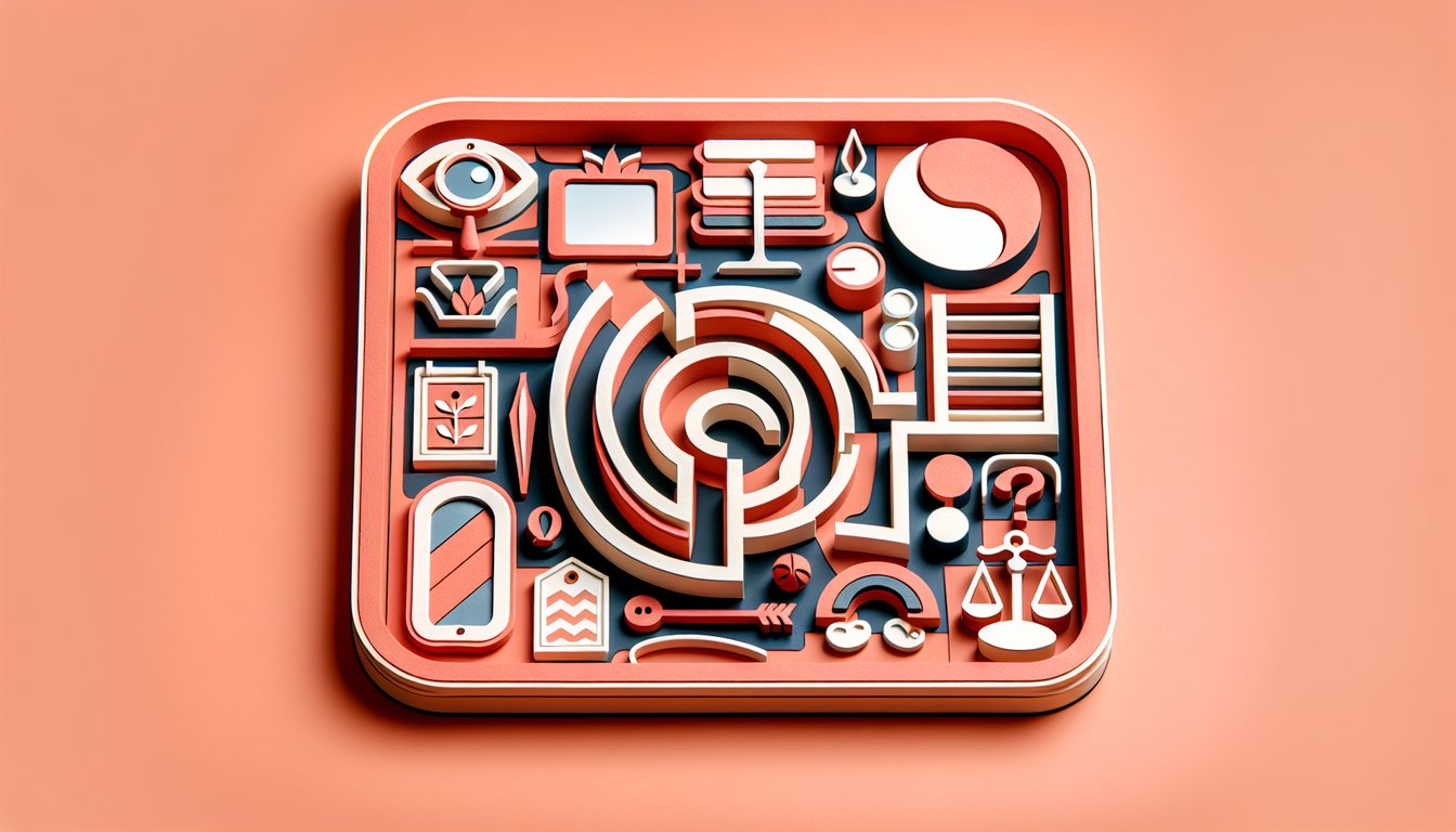 Paper art illustration for bad personality quiz on a coral background