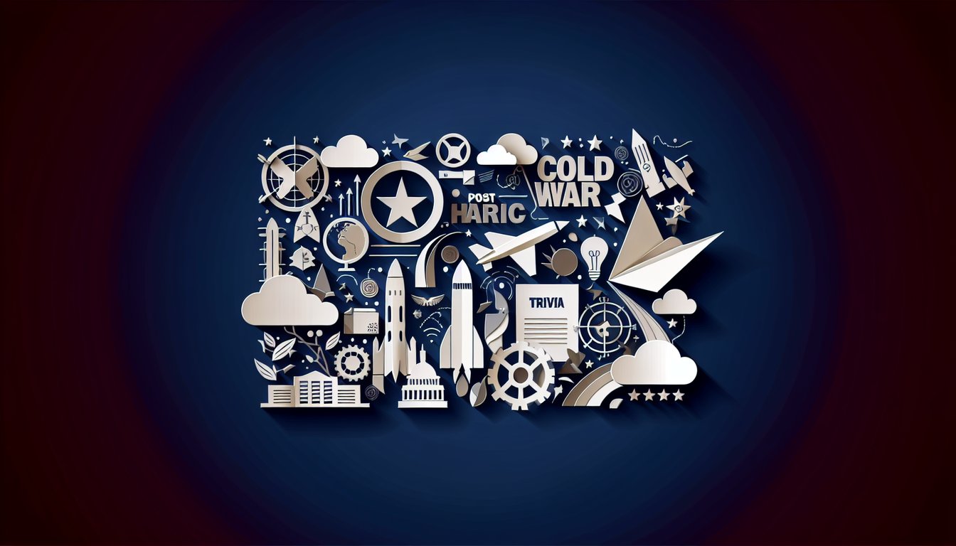 Paper art promoting a Cold War history trivia quiz for high school students.