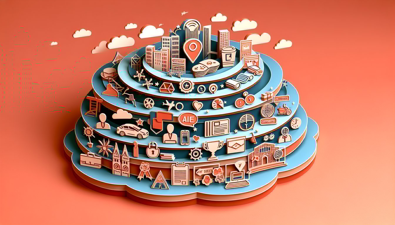 Paper art coral background featuring cutout letters Daren Kagasoff quiz with stars question marks and play icons