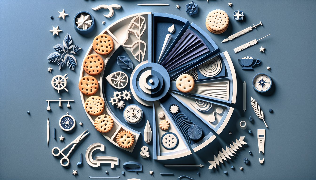 Paper art cookie lineup on dark blue background with quiz icons and callout to reveal your ideal cookie match