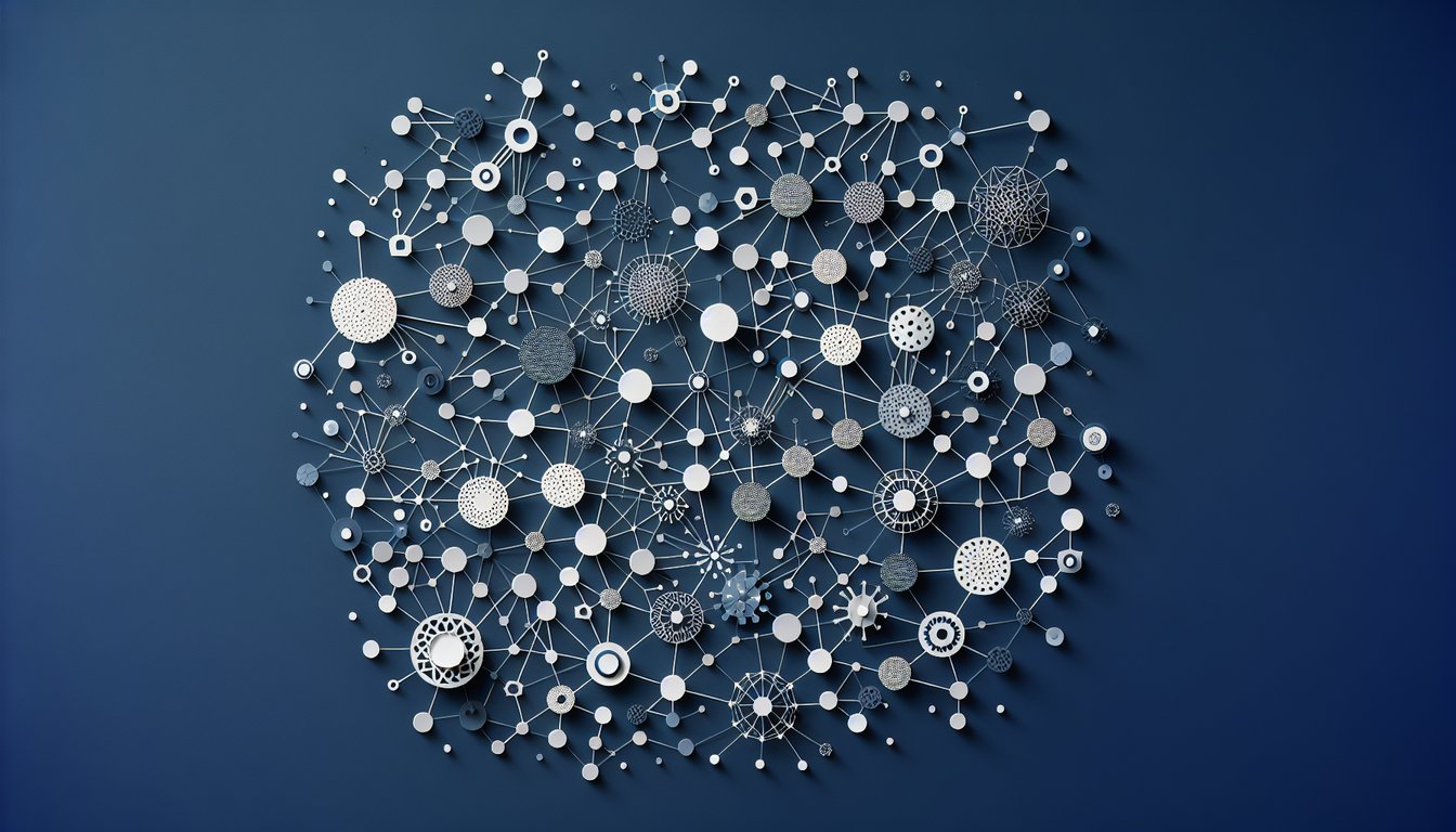3D voxel art illustrating Network Analysis course content
