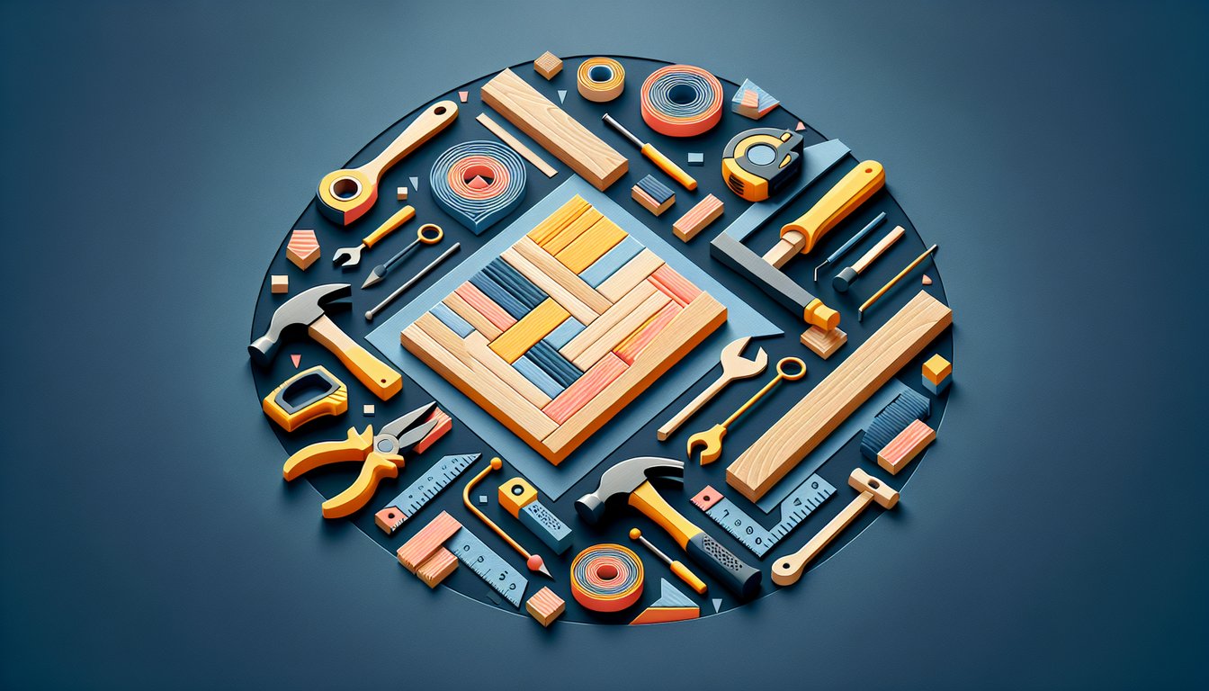 Colorful paper art showcasing a trivia quiz on parquet installation knowledge