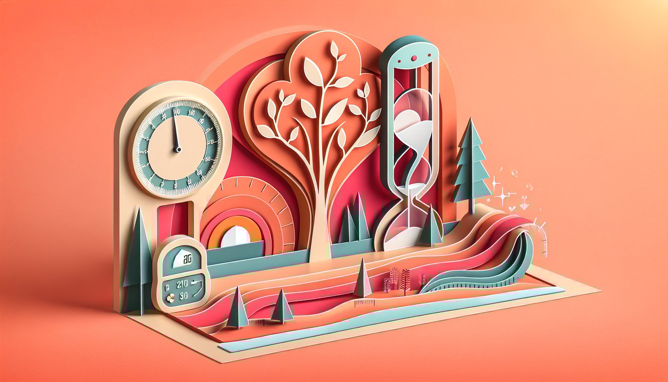 Paper art hourglass on coral background, quiz When Am I Going to Die life expectancy calculator challenge