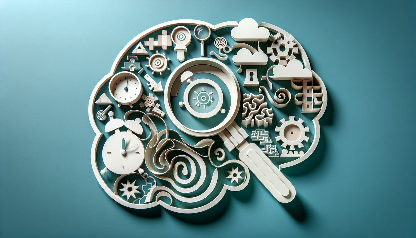 Paper art illustration for Am I Mysterious Quiz on a teal background