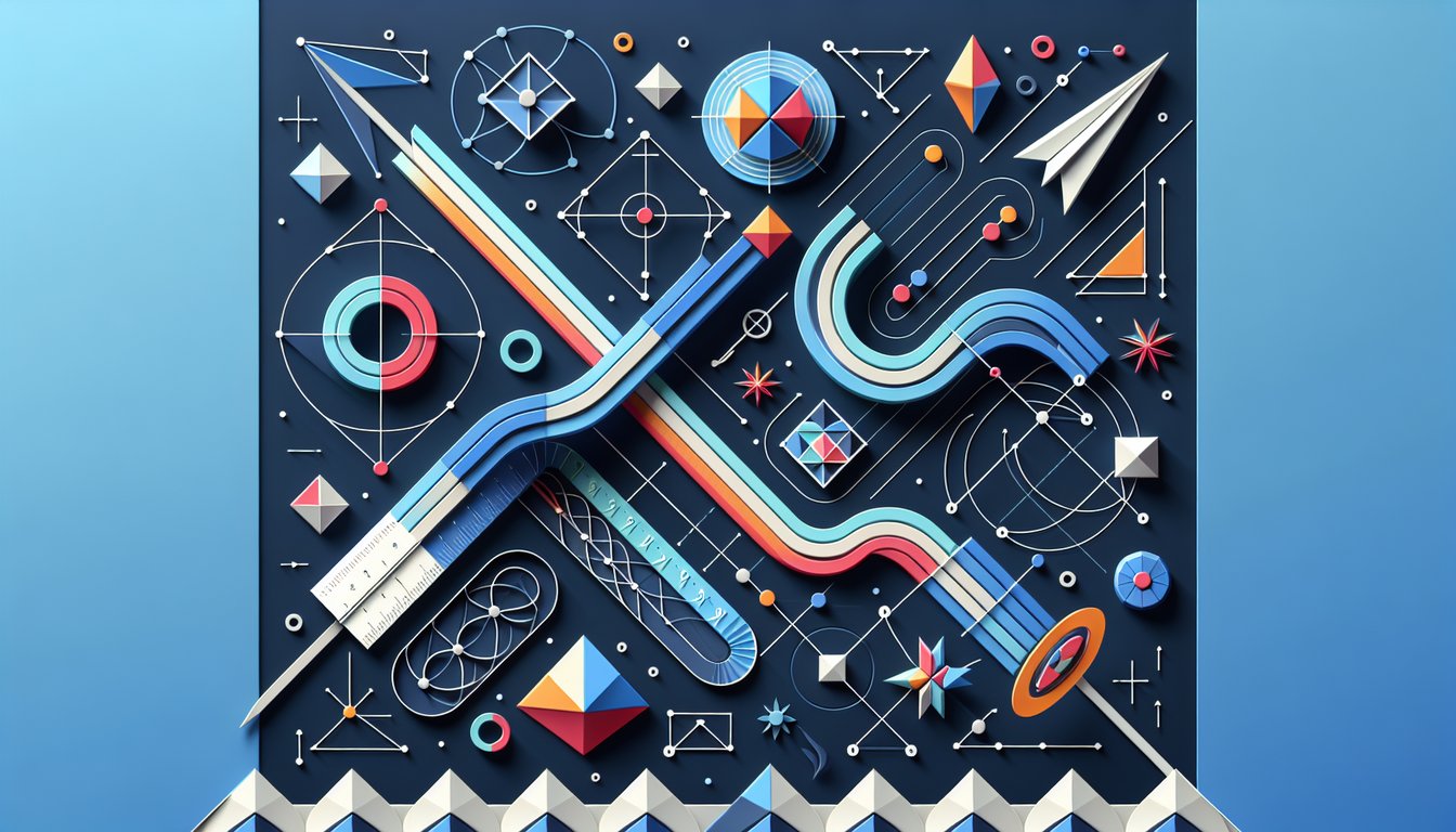 Colorful paper art promoting Parallel Lines Challenge trivia quiz for high school geometry students.