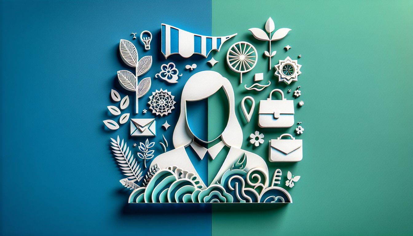 Paper art illustration for French name quiz on teal background