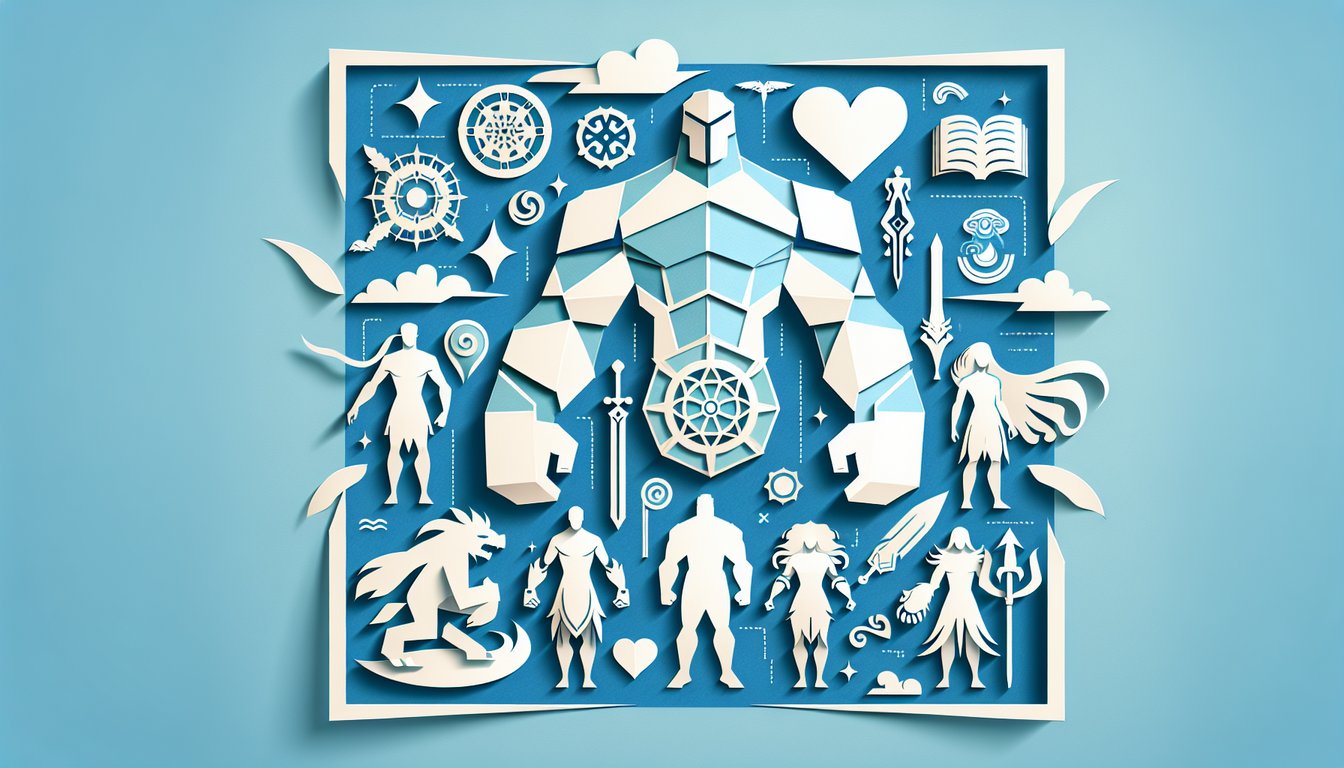 Paper art illustration featuring Attack on Titan motif and quiz title on sky blue background