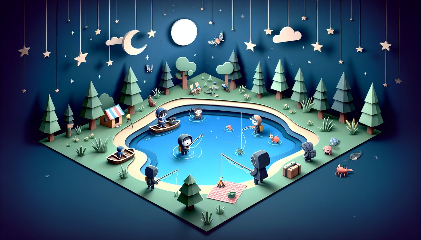Paper art illustration of Animal Crossing villager silhouettes and quiz icons on a dark blue background