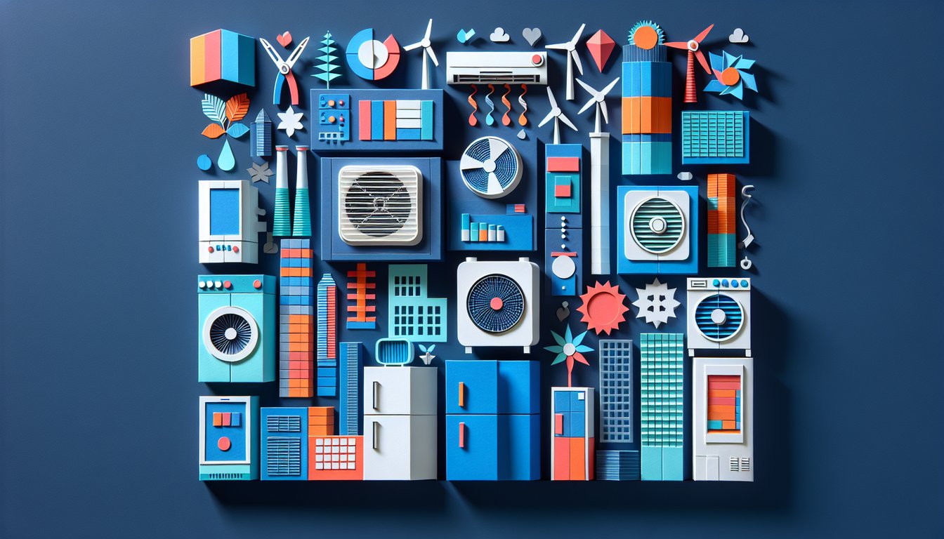 Colorful paper art depicting HVAC and Refrigeration Technical Assessment quiz.