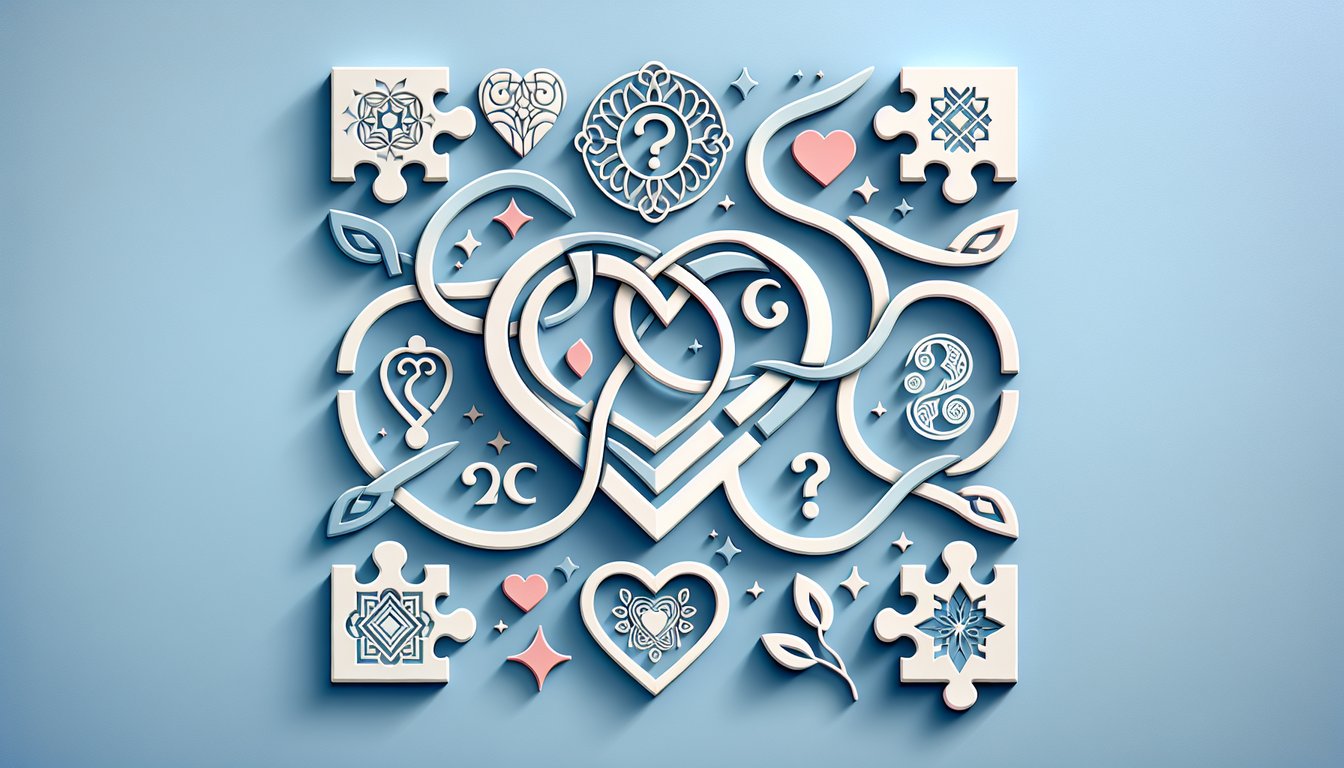 Paper art illustration of couple silhouettes above text about husband attraction and respect quiz on sky blue background