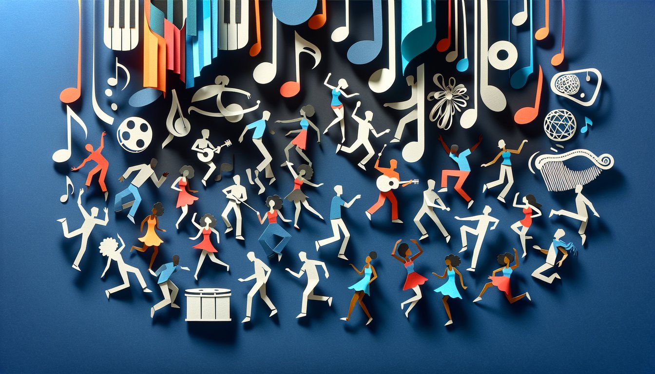 3D voxel art illustrating the Explore Music through Dance course