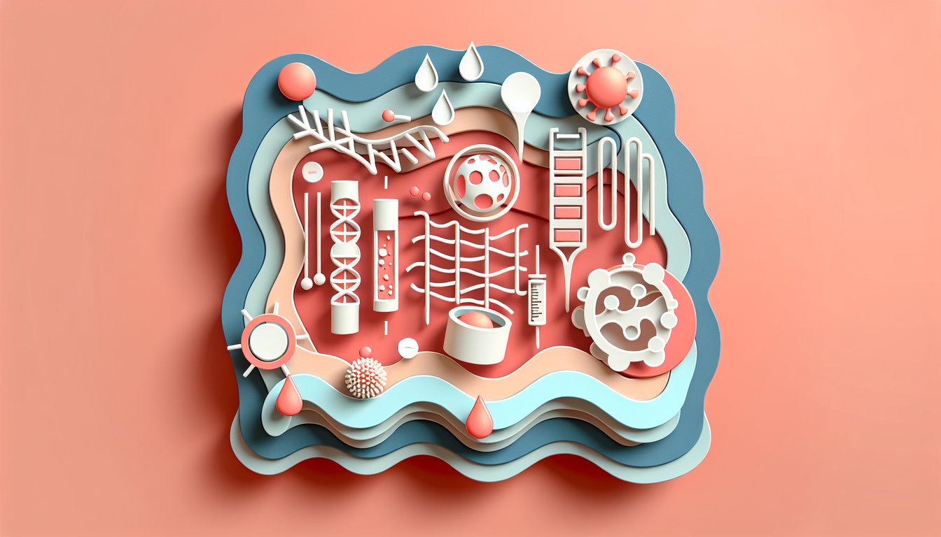 Paper art illustration for plasma proteins quiz on a coral background