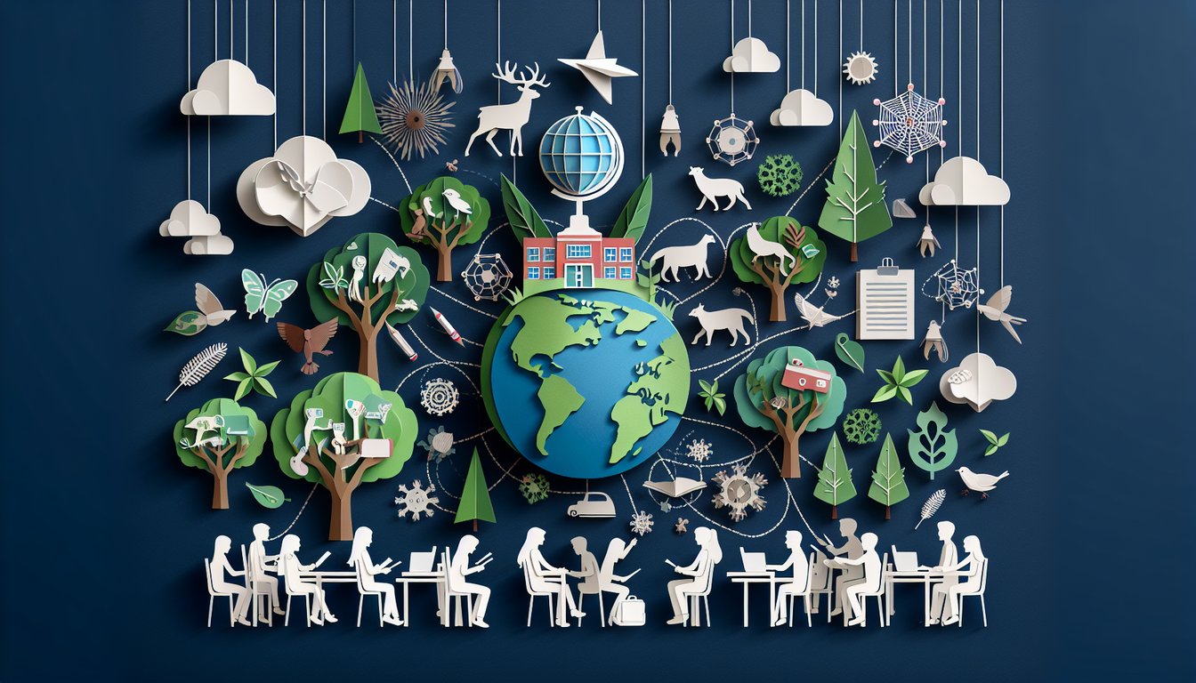 Paper art promoting Eco Exam Challenge, a trivia for high school students on ecology.