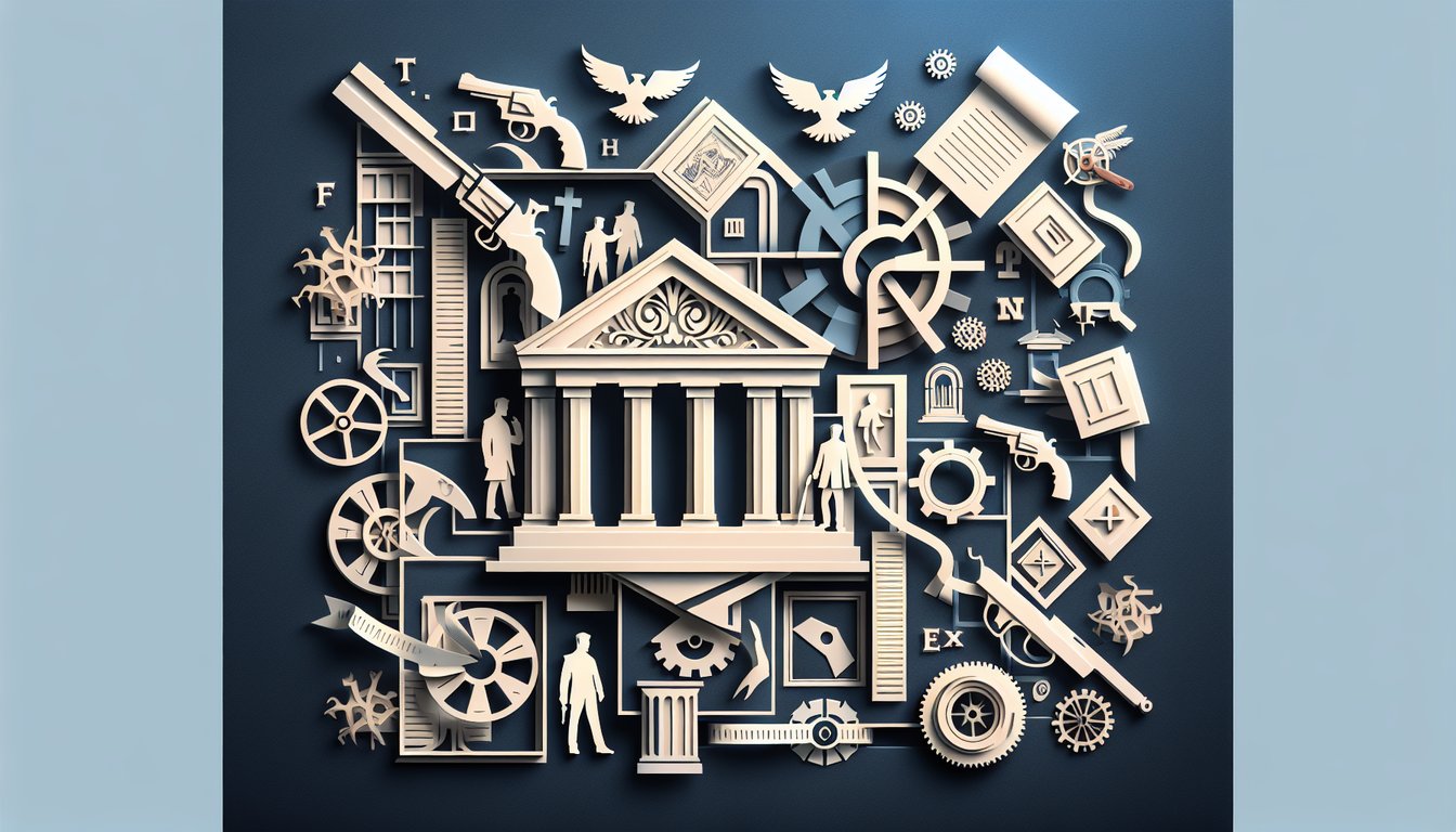 Paper art scene showing book silhouette and character faces for The Fallen by Paul Langan quiz on dark blue background