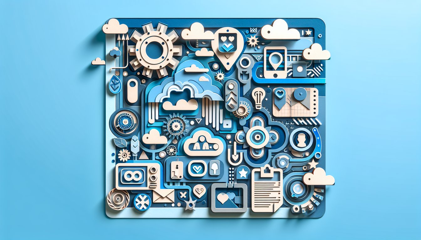 paper art style layered cut figures surround bold quiz title discover your Brave New World character on sky blue background