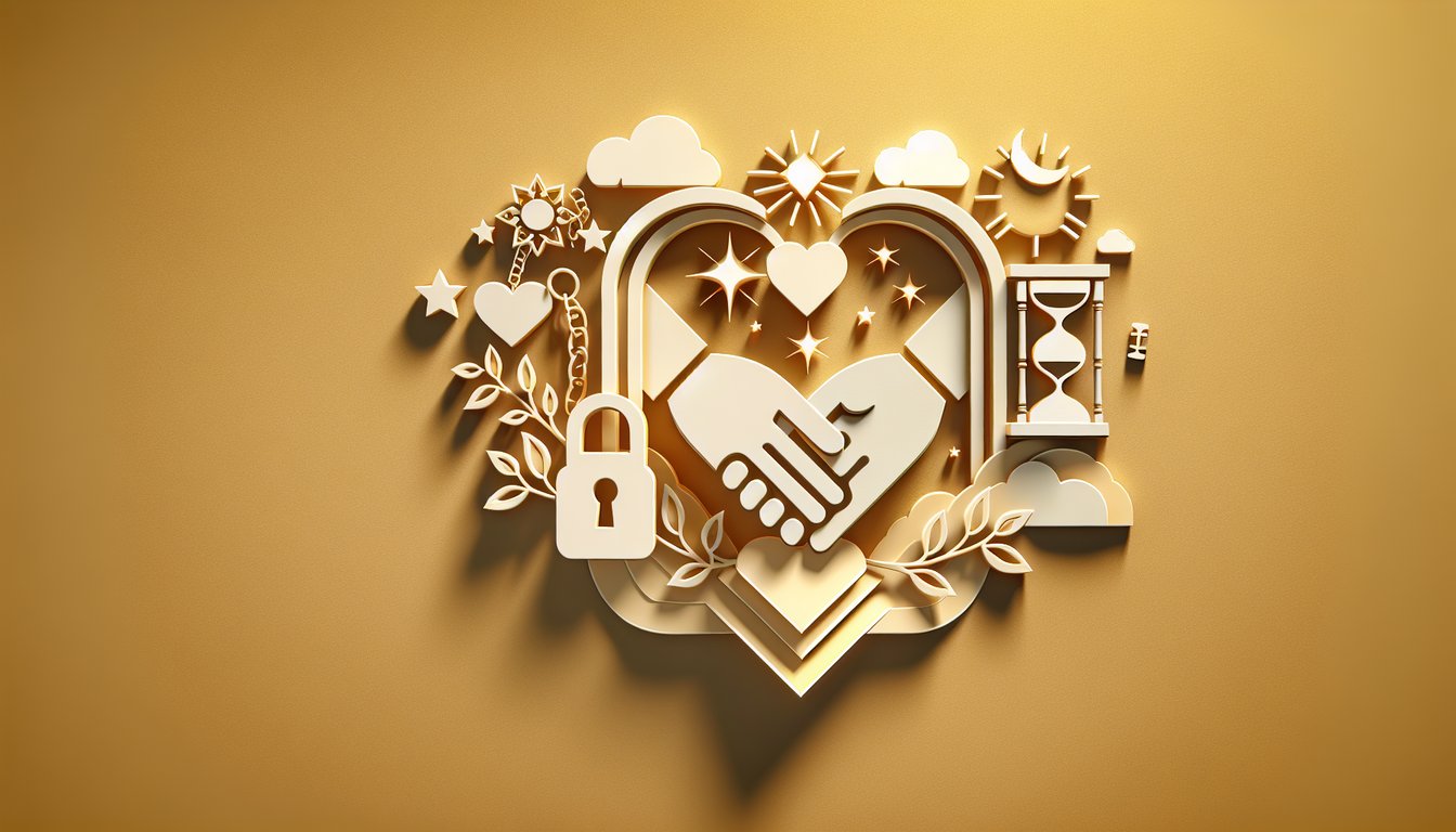 Paper art illustration for a love test name quiz on a golden yellow background