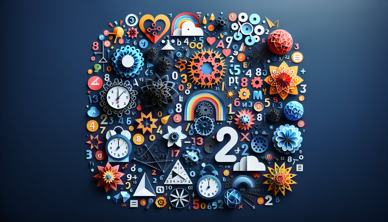 Colorful paper art promoting Kindergarten Math Magic, an interactive quiz for students.