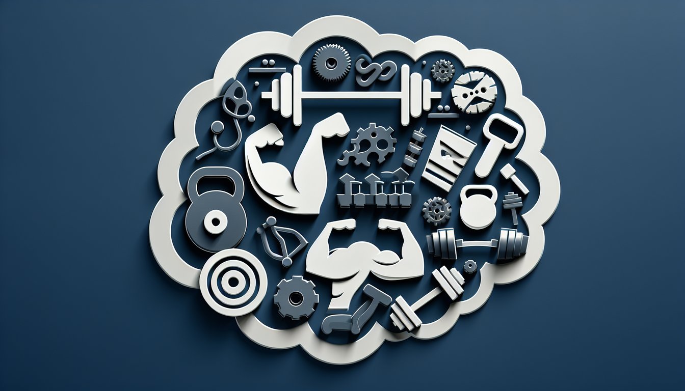 Paper art illustration for muscular quiz on dark blue background