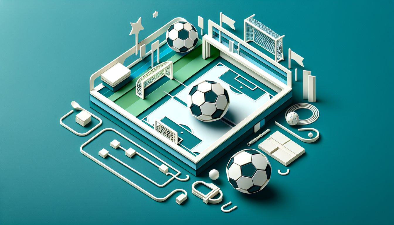 Paper art illustration for soccer trivia quiz on a teal background