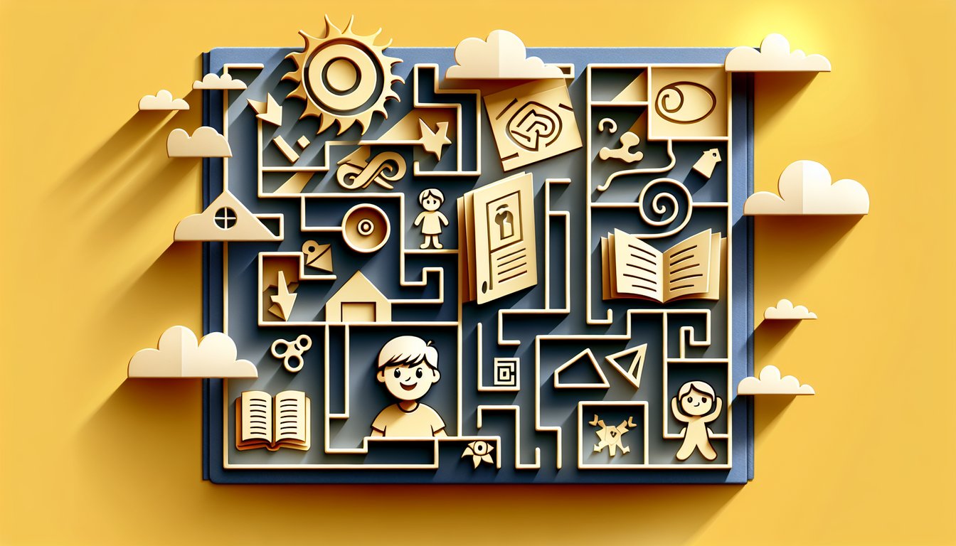 Paper art illustration for Diary of a Wimpy Kid quiz on golden yellow background