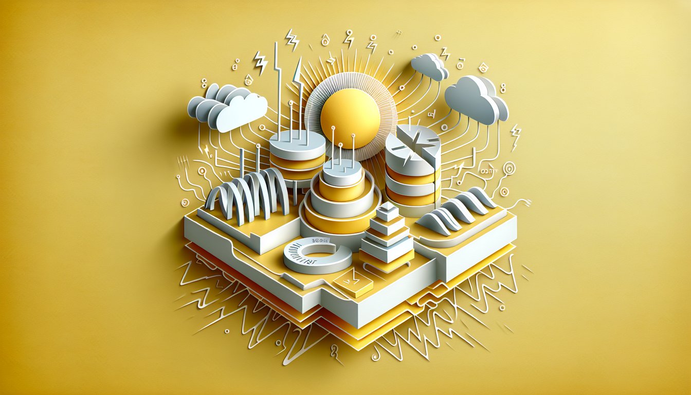 Paper art illustration for electricity and Ohms Law quiz on a golden yellow background