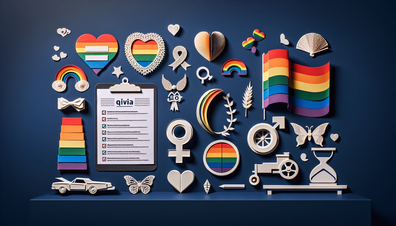Colorful paper art promoting an LGBTQ History Knowledge Quiz.