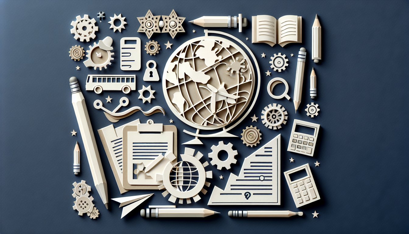 Colorful paper art promoting Global Regents Review trivia quiz for high school students.