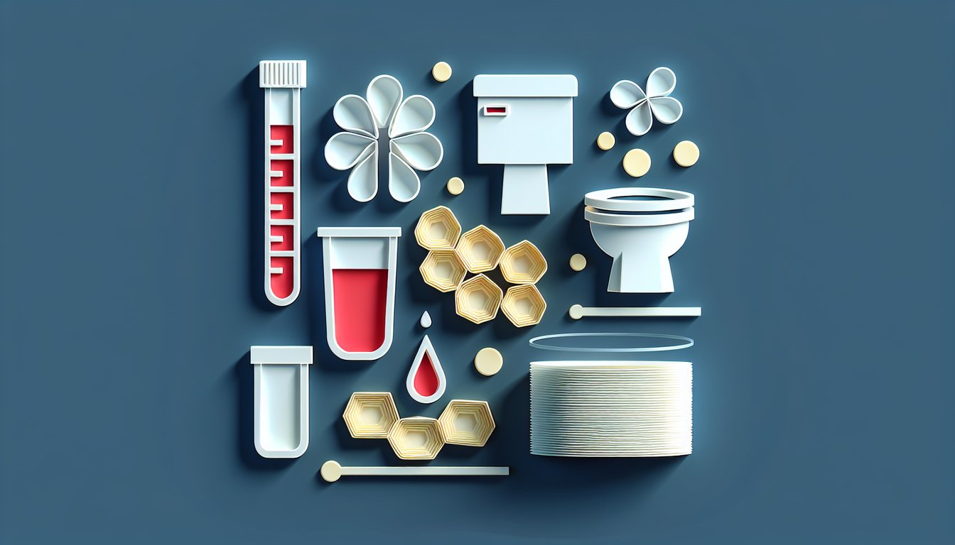 Paper art illustration for urinalysis casts quiz on dark blue background with hyaline and RBC cast icons