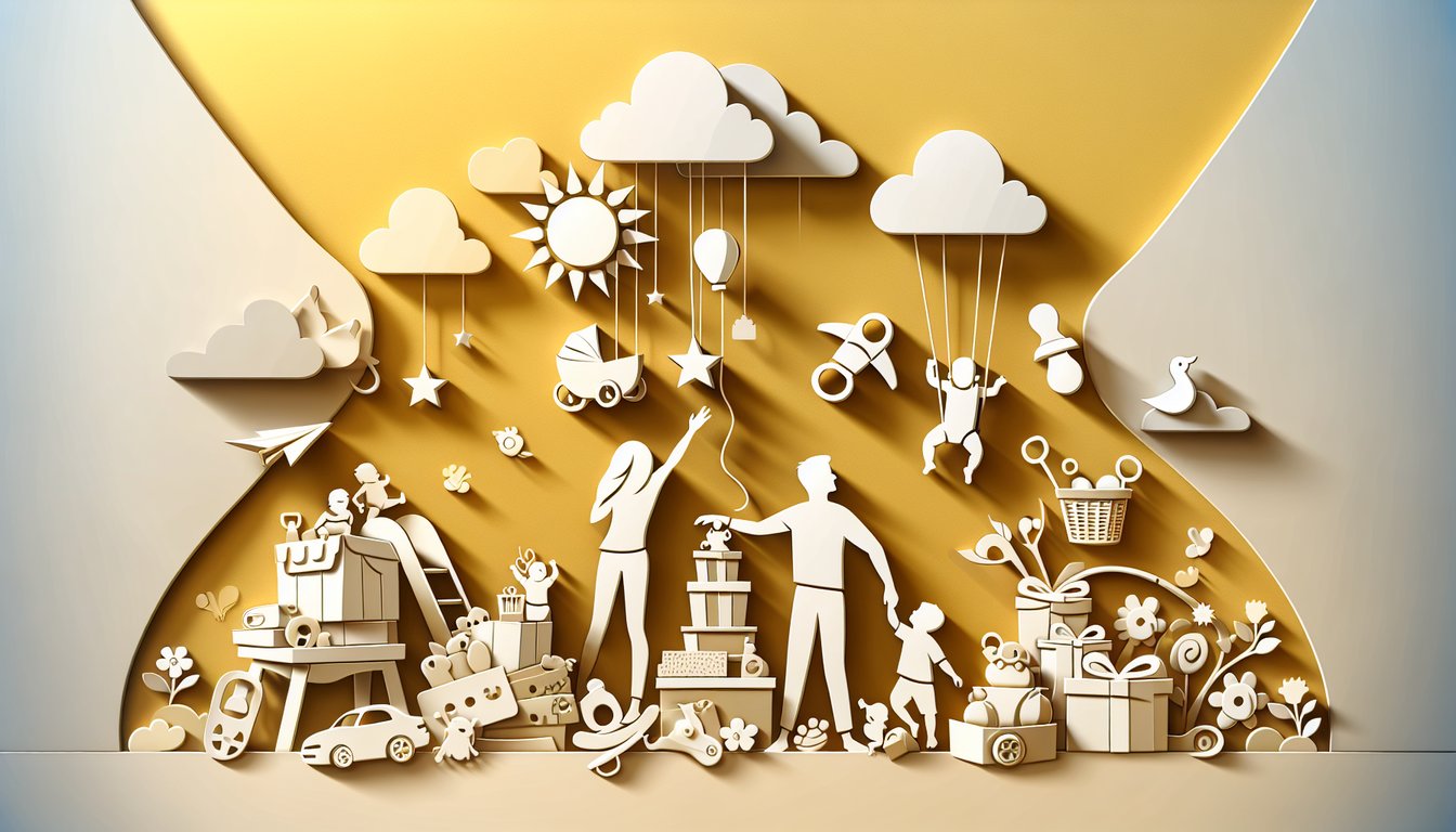 Paper art quiz illustration questioning if your child might be spoiled on a golden yellow background