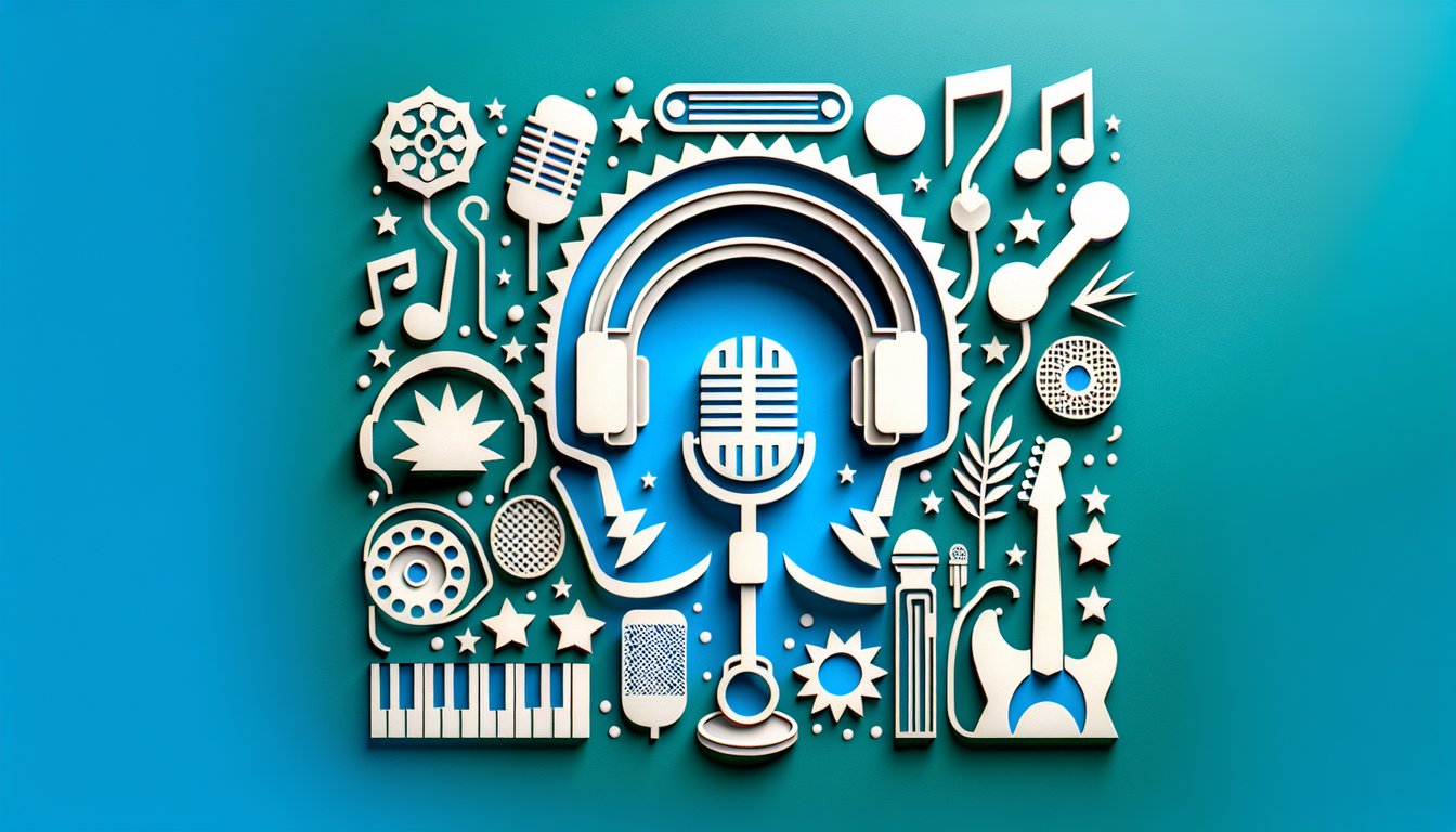 Paper art collage featuring stylized K-pop motifs bold title for Blitzers personality quiz on teal background