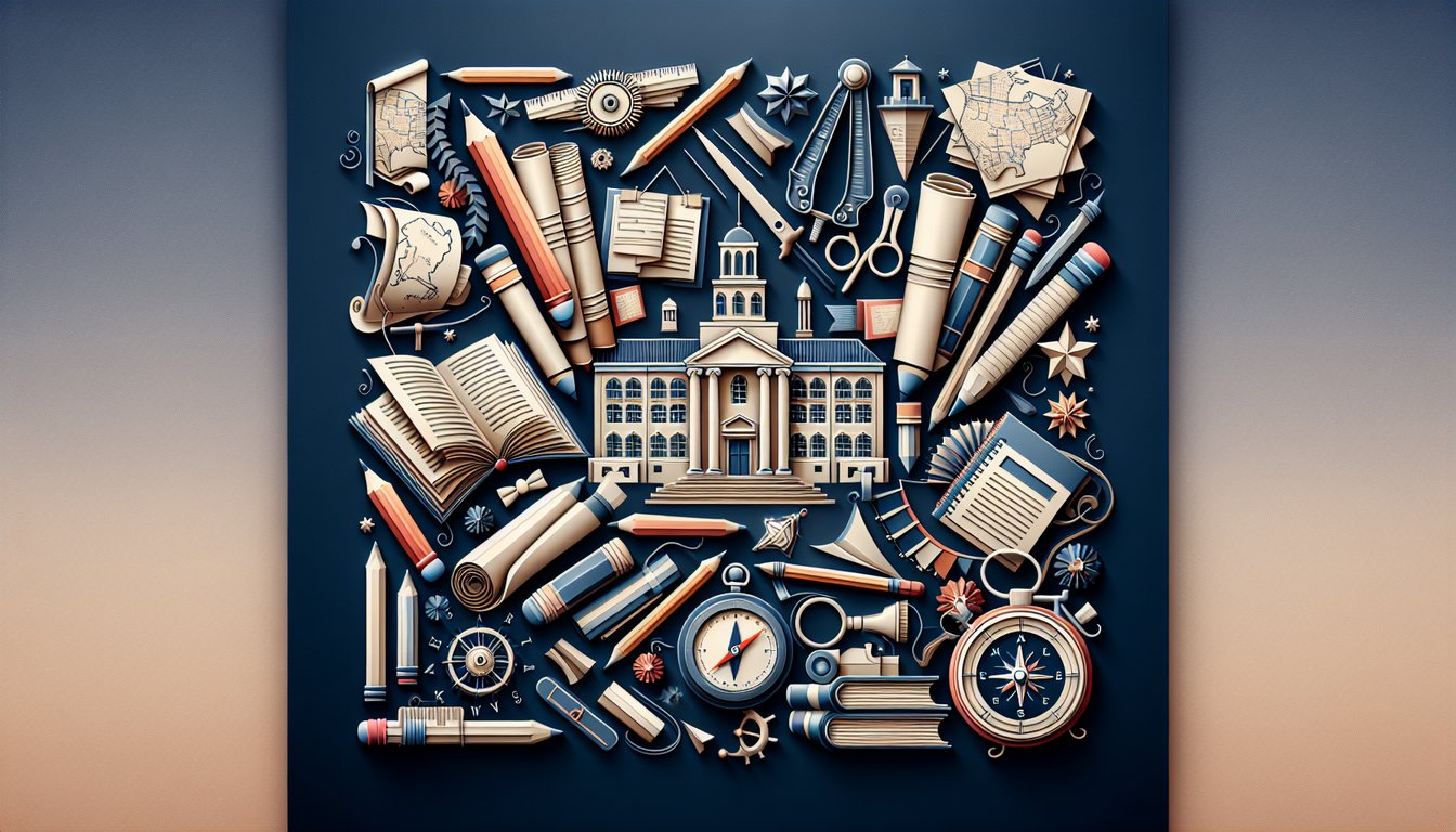 Colorful paper art promoting a high school level quiz on Americas Reconstruction era