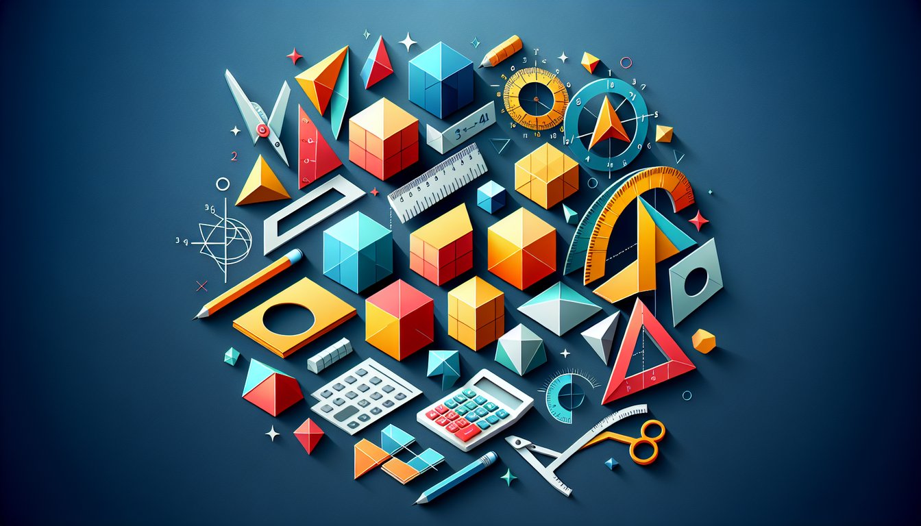 Paper art representing a trivia quiz on 3D volume calculations for middle school students.