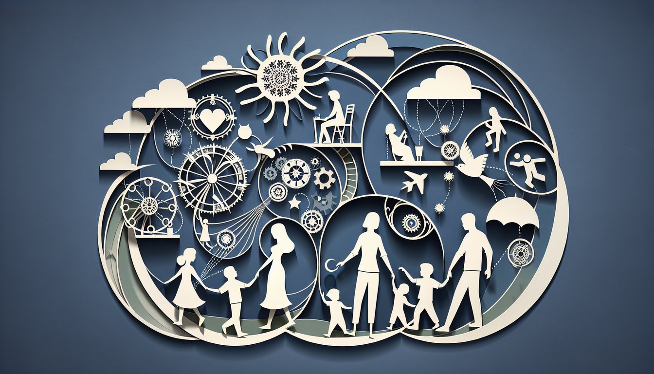 Paper art illustration for a quiz about understanding family dynamics and controlling parents on a dark blue background.