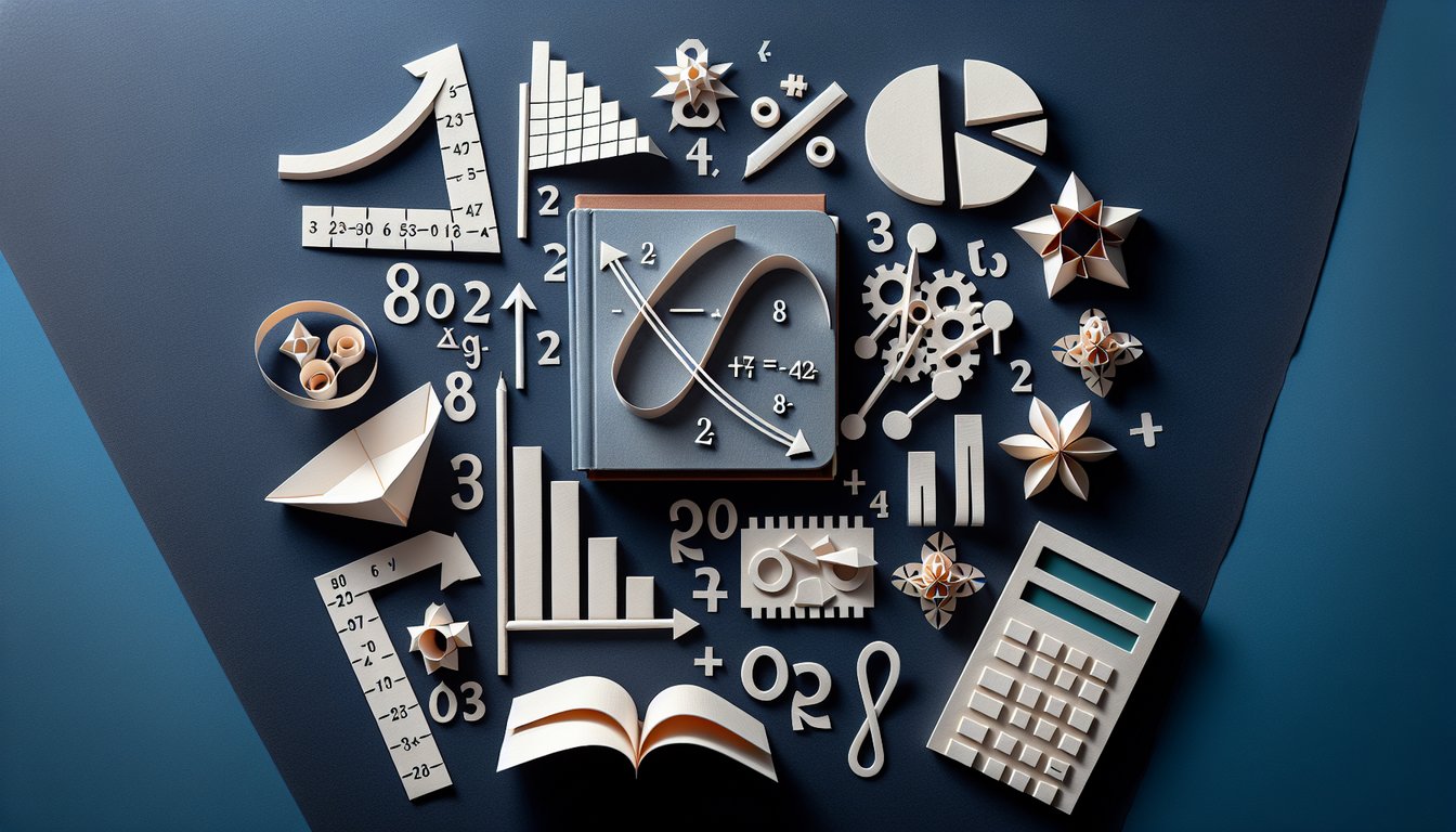 Paper art promoting a trivia quiz on matching exponential expressions for high school students.