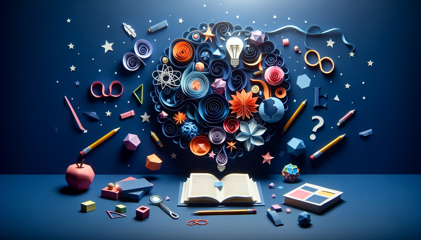 Colorful paper art promoting Dfi Philo, a philosophy quiz for high school students.