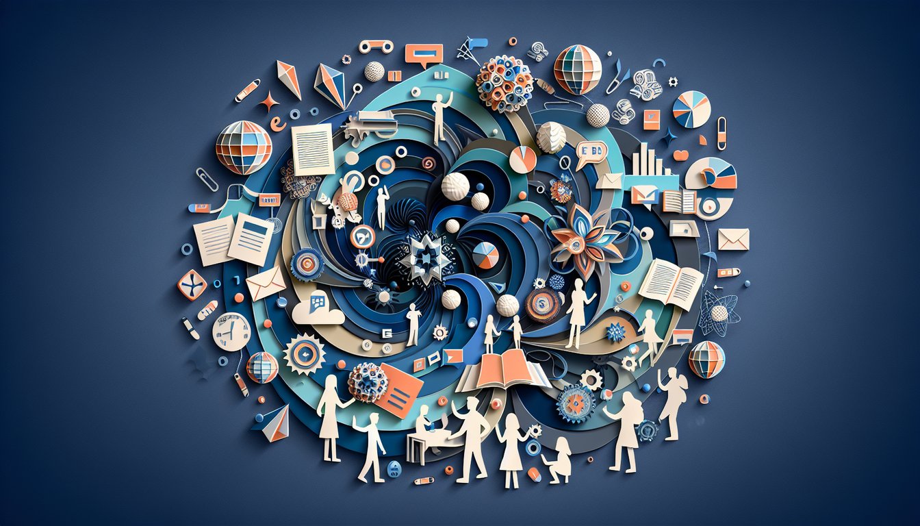 Colorful paper art promoting E-Level Vocab Fusion trivia for high school students.
